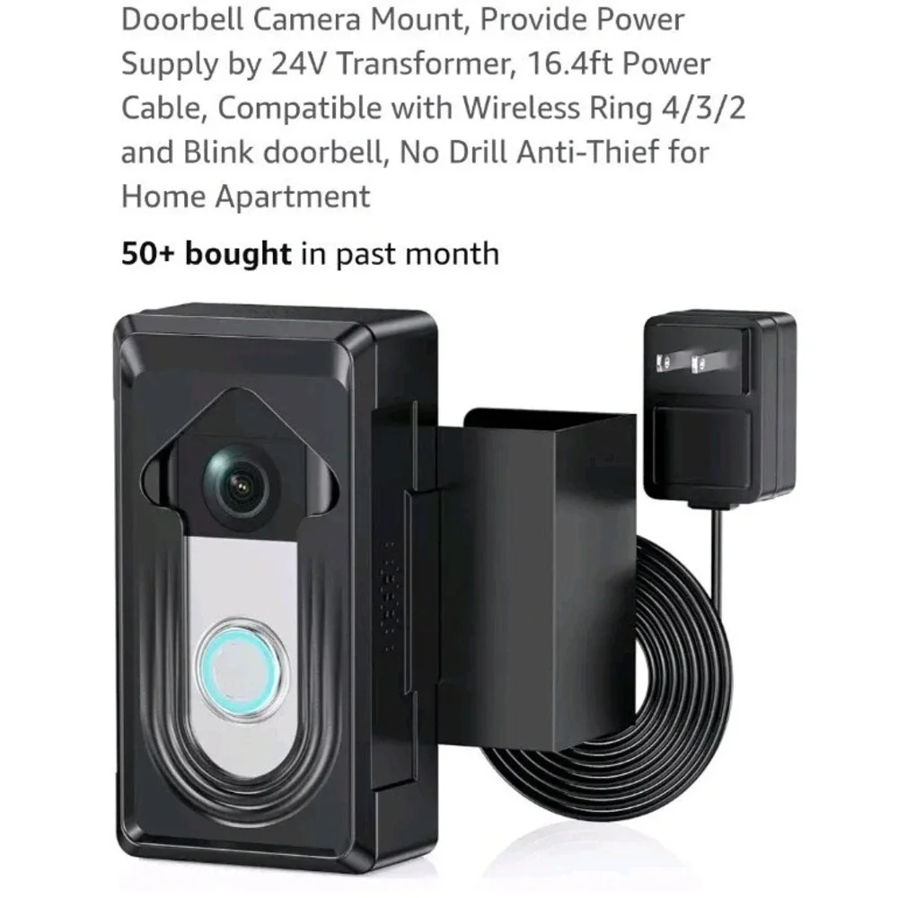Video Doorbell Mount, Anti-Theft Compatible With Blink,Ring 4/3/2 With Plug